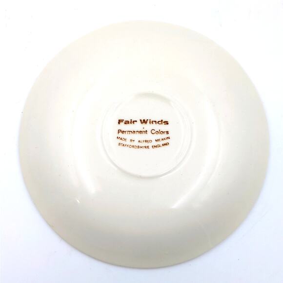 Alfred Meakin Fair Winds White Brown 5" Plate New York Harbor 1830 Staffordshire - Picture 2 of 3